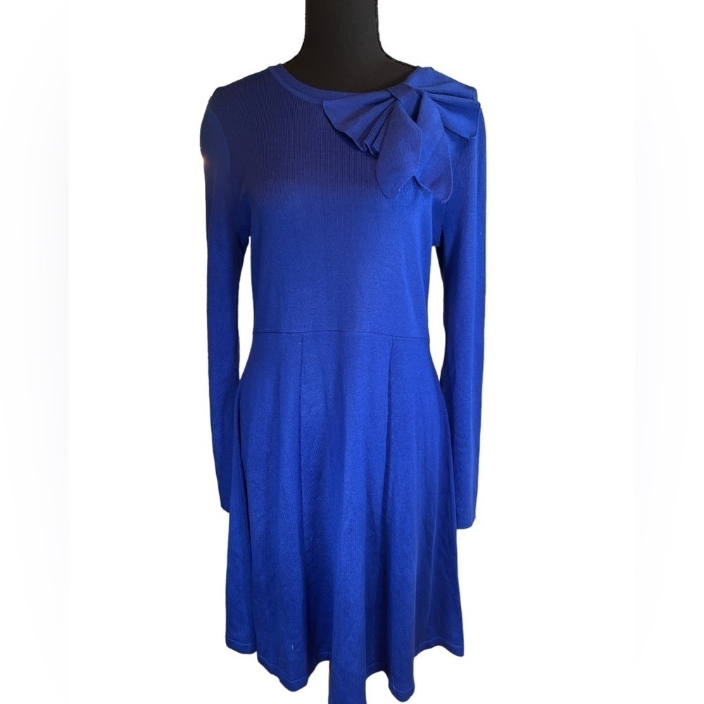 NWT Jessica H Blue Knit Dress | Fit & Flare | Size L